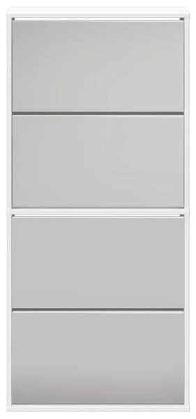 Ormarić za cipele s 4 razine i ogledalom 63x17x134 cm bijeli - Bijela 1 1 1