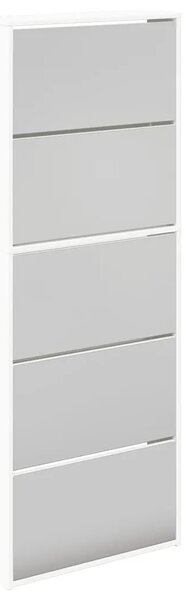 Ormarić za cipele s 5 razina i ogledalom 63x17x169 5 cm bijeli - Bijela 1 1 1