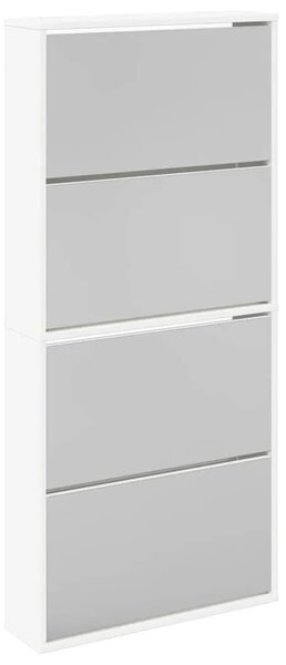 Ormarić za cipele s 4 razine i ogledalom 63x17x134 cm bijeli - Bijela 1 1 1