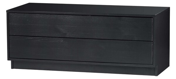 Crna modularna TV komoda od masivnog bora 100x40 cm Finca – WOOOD