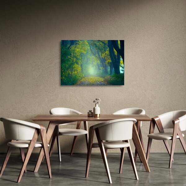 Staklena slika staze obrubljene drvećem (70x50 cm)