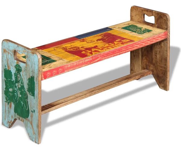 Klupa od masivnog obnovljenog drva 100 x 30 x 50 cm
