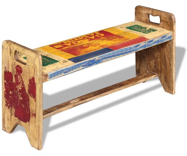 Klupa od masivnog obnovljenog drva 100 x 30 x 50 cm