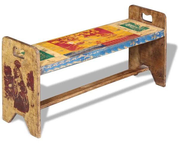 Klupa od masivnog obnovljenog drva 100 x 30 x 50 cm