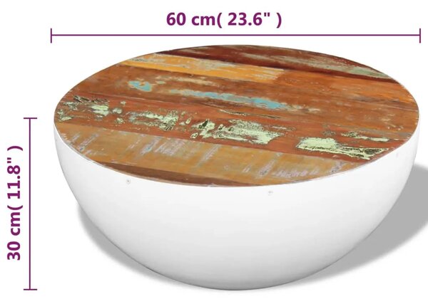 Stolić za kavu u obliku zdjele od obnovljenog drva 60x60x30 cm - Bijela 60 x 30 cm 1 Bijela
