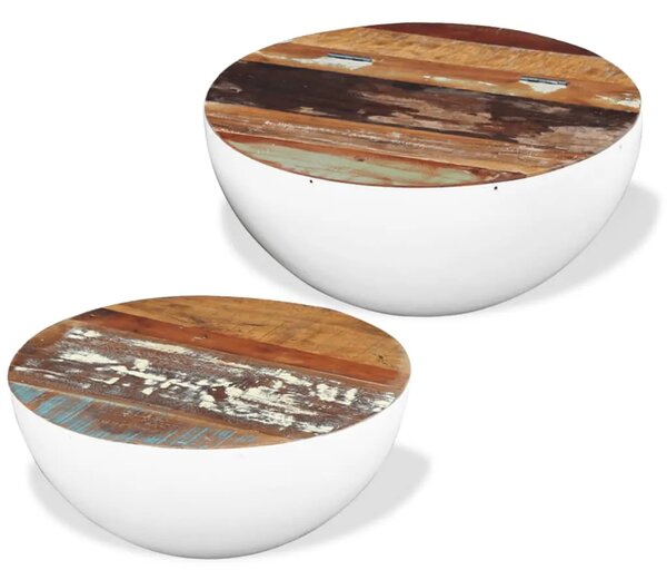 Dvodijelni set solića za kavu u obliku zdjele obnovljeno drvo - Bijela 60 x 30 cm 2 Bijela