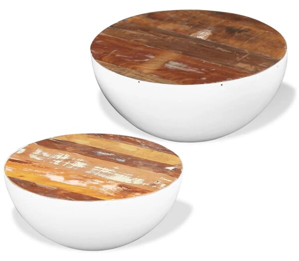 Dvodijelni set solića za kavu u obliku zdjele obnovljeno drvo - Bijela 60 x 30 cm 2 Bijela