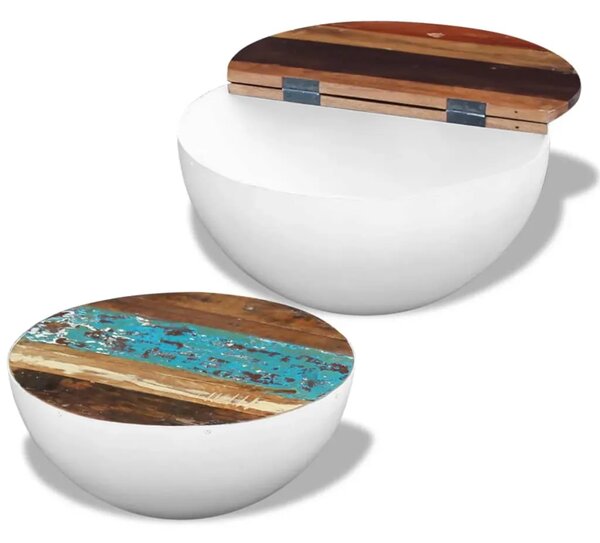 Dvodijelni set solića za kavu u obliku zdjele obnovljeno drvo - Bijela 60 x 30 cm 2 Bijela