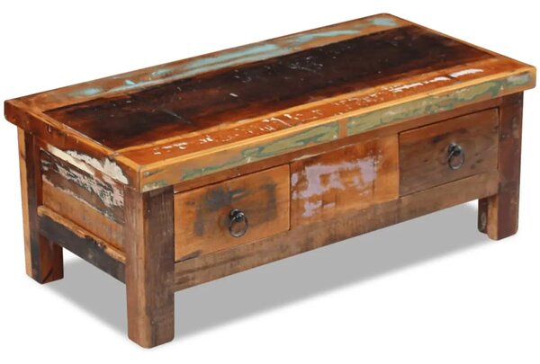 Stolić za kavu s ladicama 90x45x35 cm masivno obnovljeno drvo - Šareni 1 Šareni
