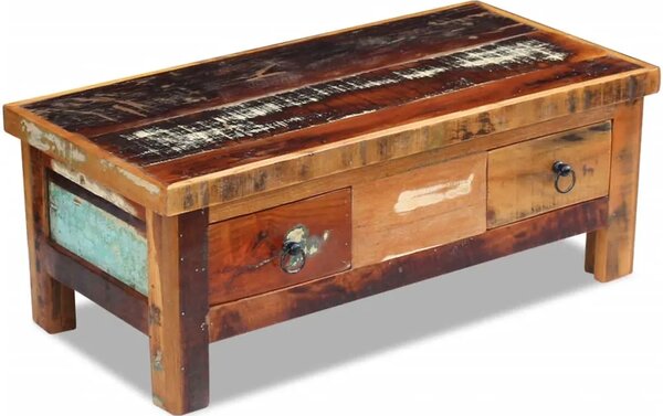 Stolić za kavu s ladicama 90x45x35 cm masivno obnovljeno drvo - Šareni 1 Šareni