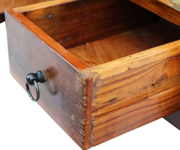 Stolić za kavu s ladicama 90x45x35 cm masivno obnovljeno drvo - Šareni 1 Šareni