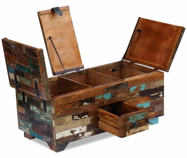 Stolić za kavu / škrinja masivno obnovljeno drvo 80x40x35 cm - Šareni 1 Šareni