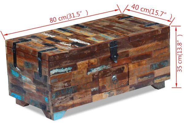 Stolić za kavu / škrinja masivno obnovljeno drvo 80x40x35 cm - Šareni 1 Šareni