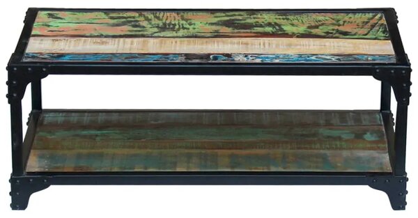Stolić za kavu od masivnog obnovljenog drva - 90 x 45 x 35 cm 1 masivno obnovljeno drvo 90 x 45 x 35 cm