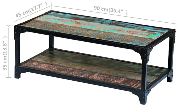 Stolić za kavu od masivnog obnovljenog drva - 90 x 45 x 35 cm 1 masivno obnovljeno drvo 90 x 45 x 35 cm