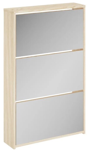 Ormarić za cipele 3 razine s ogledalom hrast 63 x 17 x 102 5 cm - Boja hrasta 1 102.5 cm 1