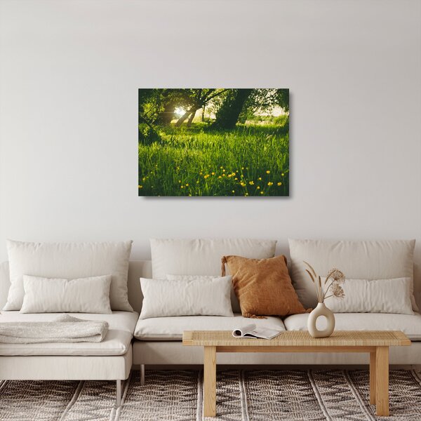 Staklena slika prirode - livada (70x50 cm)