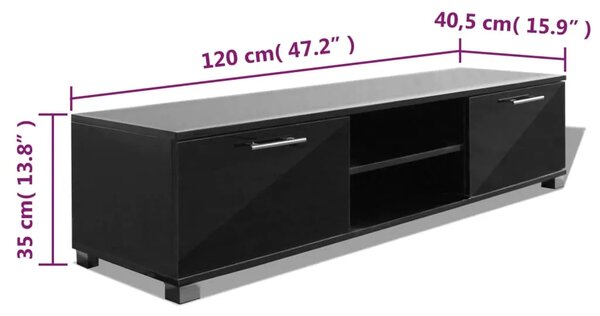 TV ormarić visoki sjaj crni 120 x 40 5 x 35 cm - visoko sjajno crna 1 120 cm Visoko sjajno crna
