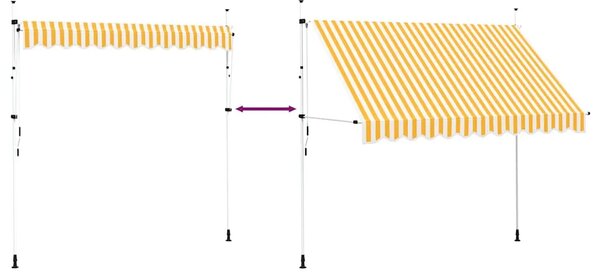 Tenda na ručno uvlačenje 300 cm narančasto-bijela prugasta - Narančasta i bijela 1 bijeli okvir 300 cm