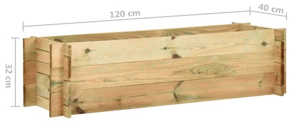 Povišena gredica - Vrtna gredica za povrće impregnirana borovina 120 cm - Smeđa 120 x 40 x 32 cm 1 120 x 40 x 32 cm