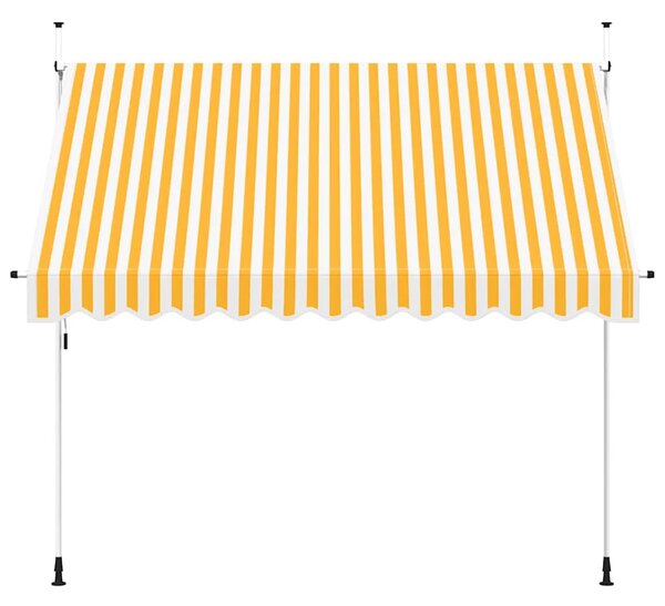 Tenda na ručno uvlačenje 300 cm narančasto-bijela prugasta - Narančasta i bijela 1 bijeli okvir 300 cm