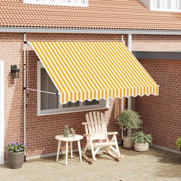 Tenda na ručno uvlačenje 300 cm narančasto-bijela prugasta - Narančasta i bijela 1 bijeli okvir 300 cm