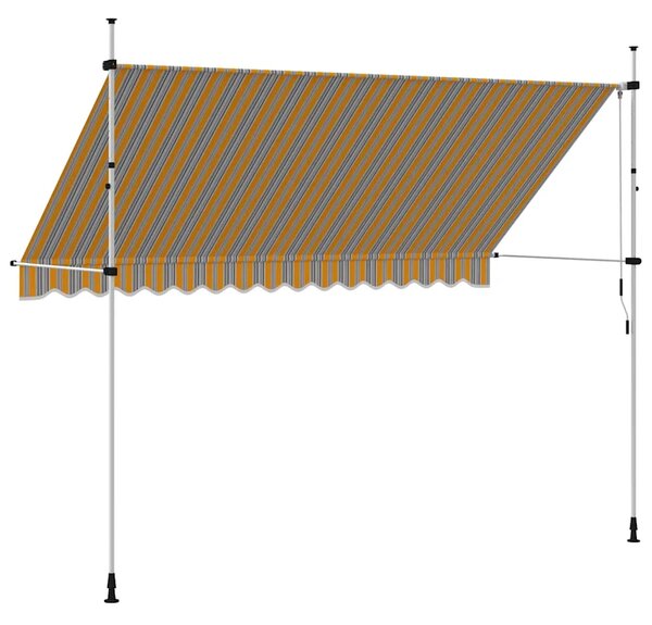 Tenda na ručno uvlačenje 350 cm žuto-plava prugasta - Žuta i plava 1 bijeli okvir 350 cm