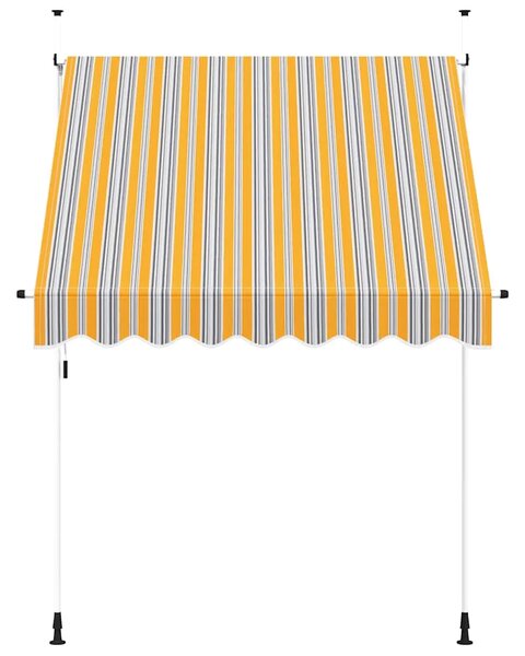 Tenda na ručno uvlačenje 200 cm žuto-plava prugasta - Žuta i plava 1 bijeli okvir 200 cm