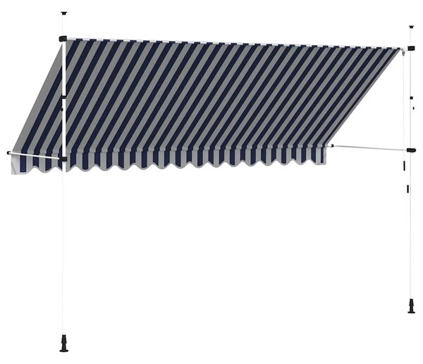 Tenda na ručno uvlačenje 400 cm plavo-bijela prugasta - Plava i bijela 1 bijeli okvir 400 cm