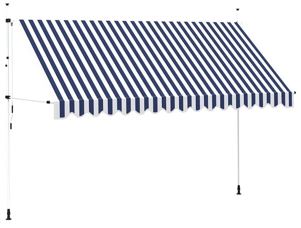 Tenda na ručno uvlačenje 400 cm plavo-bijela prugasta - Plava i bijela 1 bijeli okvir 400 cm
