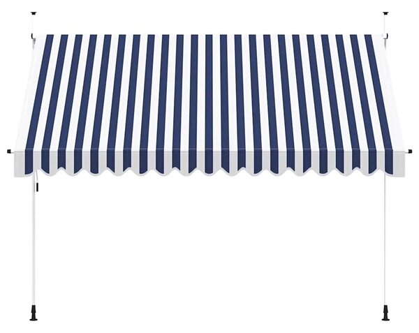 Tenda na ručno uvlačenje 350 cm plavo-bijela prugasta - Plava i bijela 1 bijeli okvir 350 cm