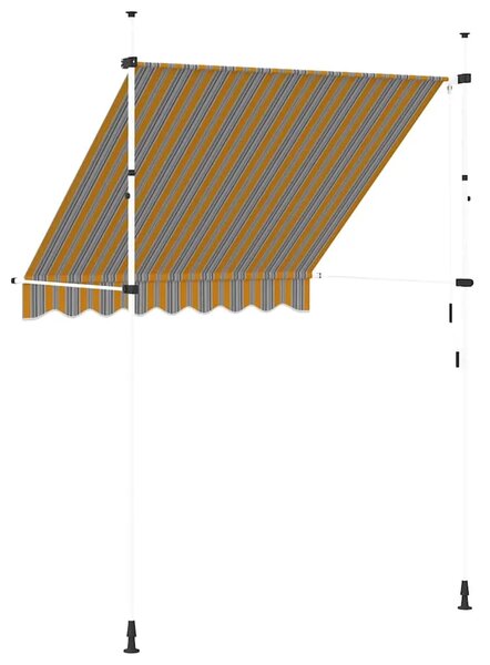 Tenda na ručno uvlačenje 200 cm žuto-plava prugasta - Žuta i plava 1 bijeli okvir 200 cm