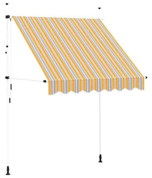 Tenda na ručno uvlačenje 200 cm žuto-plava prugasta - Žuta i plava 1 bijeli okvir 200 cm