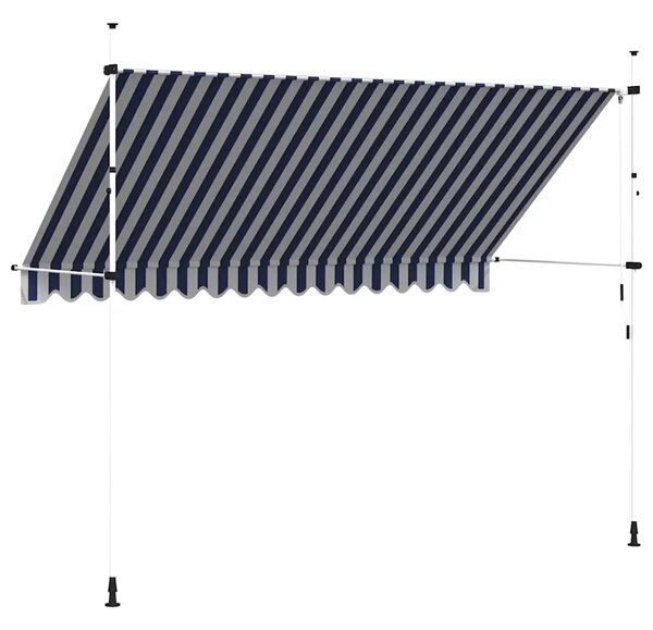 Tenda na ručno uvlačenje 350 cm plavo-bijela prugasta - Plava i bijela 1 bijeli okvir 350 cm