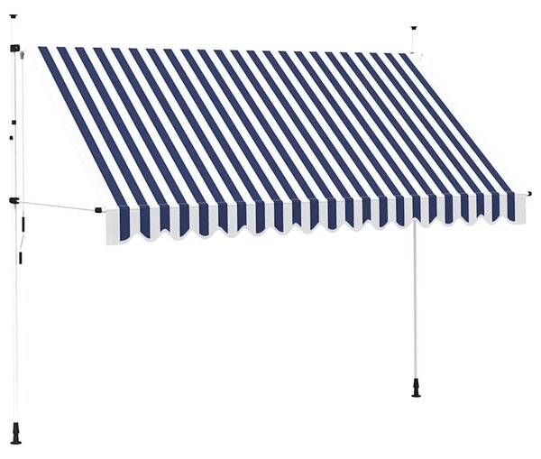 Tenda na ručno uvlačenje 350 cm plavo-bijela prugasta - Plava i bijela 1 bijeli okvir 350 cm