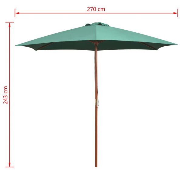 Suncobran 270 x 270 cm s drvenim stupom zeleni - Zelena 1 Zelena