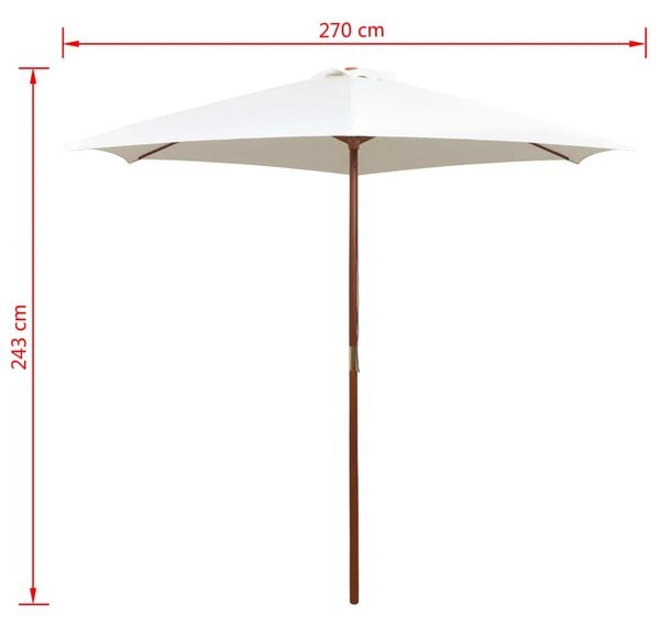 Suncobran 270 x 270 cm s drvenim stupom krem bijeli - Krema 1 Krema
