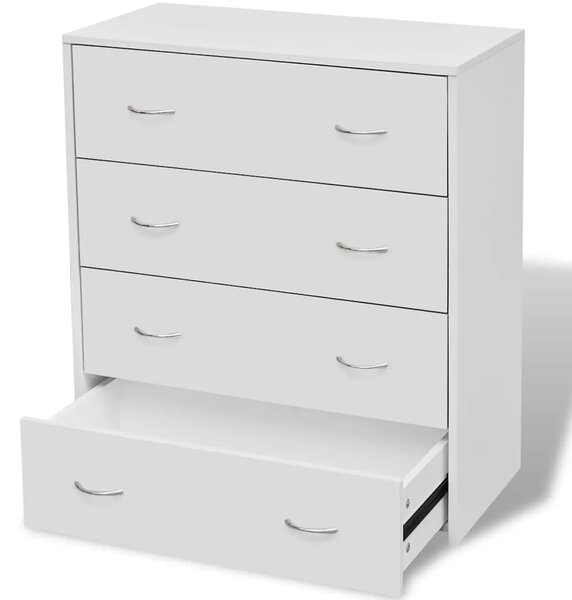 Komoda s 4 ladice 60 x 30 5 x 71 cm bijele - Bijela 1 Bijela