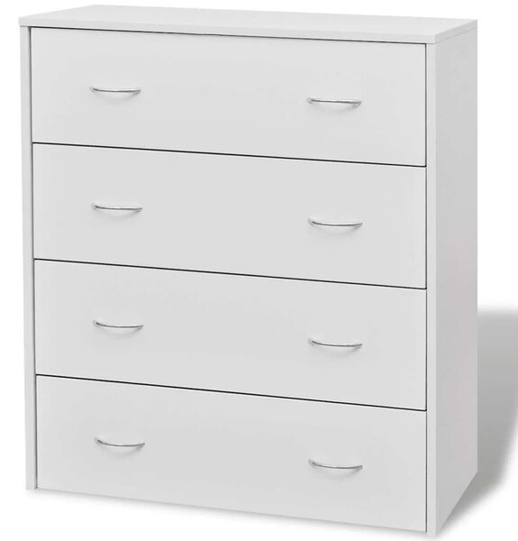 Komoda s 4 ladice 60 x 30 5 x 71 cm bijele - Bijela 1 Bijela