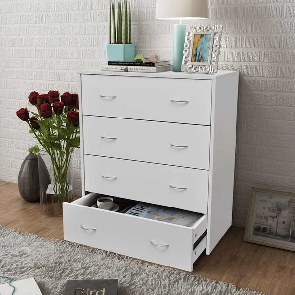 Komoda s 4 ladice 60 x 30 5 x 71 cm bijele - Bijela 1 Bijela