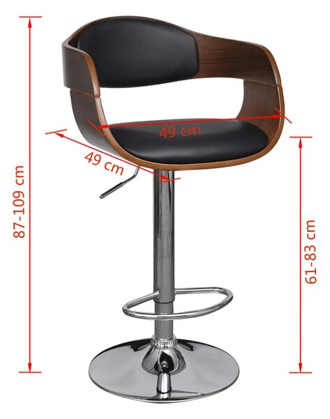 Barska stolica od zaobljenog drva i umjetne kože - black and dark brown 1 Black and dark brown 1