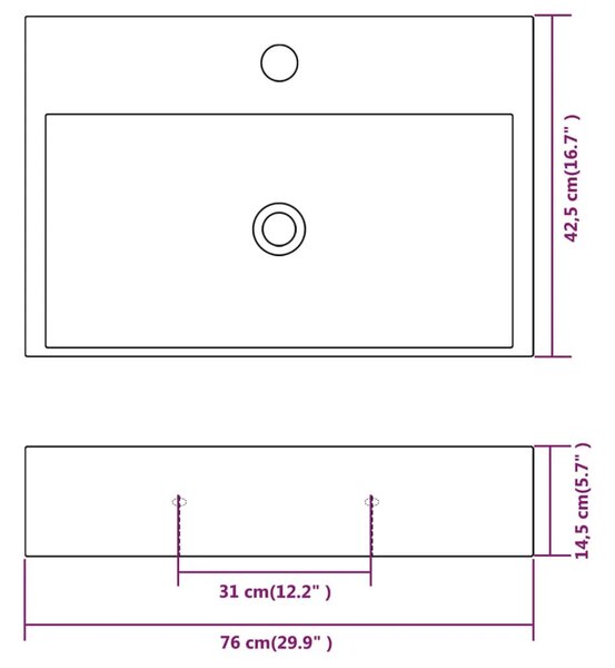 Lavabo - Umivaonik s Poklopcem za Slivnik Keramički Bijeli 76 x 42 5 x 14 5 cm - Bijela 76 x 42.5 x 14.5 cm Bijela 76 x 42.5 x 1