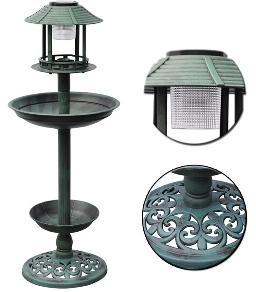 Kupka/hranilica za ptice sa solarnim svjetlom - Zelena Zelena