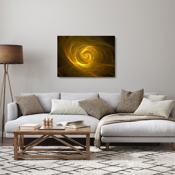 Staklena slika apstraktne žute spirale (70x50 cm)