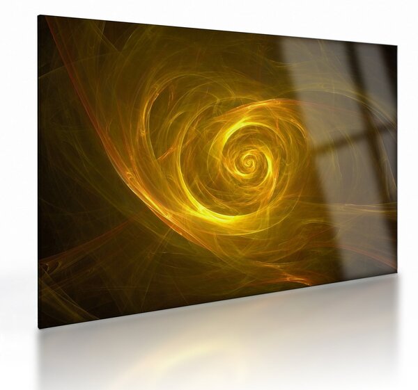 Staklena slika apstraktne žute spirale (70x50 cm)