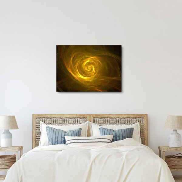 Staklena slika apstraktne žute spirale (70x50 cm)