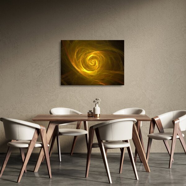 Staklena slika apstraktne žute spirale (70x50 cm)
