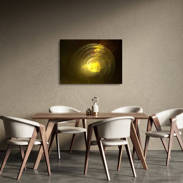 Staklena slika žute apstraktne spirale (70x50 cm)