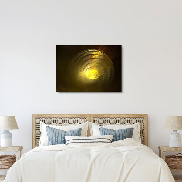 Staklena slika žute apstraktne spirale (70x50 cm)
