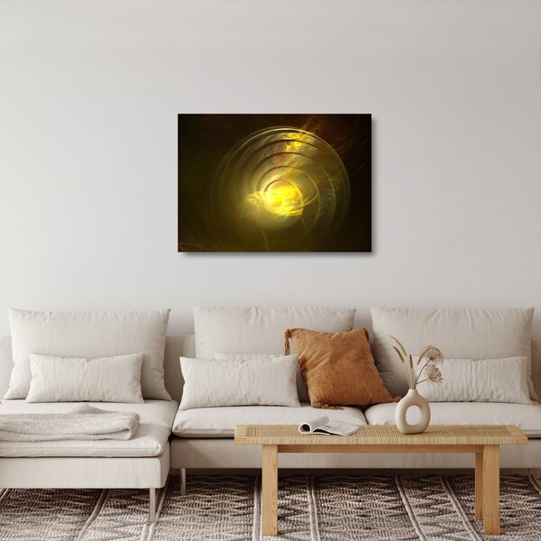 Staklena slika žute apstraktne spirale (70x50 cm)